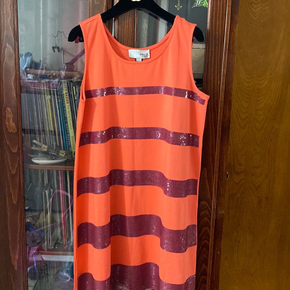 Mango Sleeves Less Sequins Dress Size L